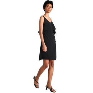 NWT Sportmax by Max Mara Asymmetrical Silk Mini Dress Black Size 10 Medium